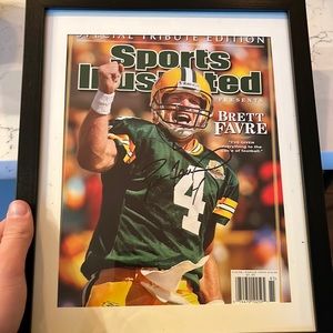 Framed Signed Brett Farve Magazine